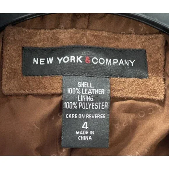 New York & Company Womens Brown Suede Long Sleeve Jacket Size 4 - Picture 2 of 3